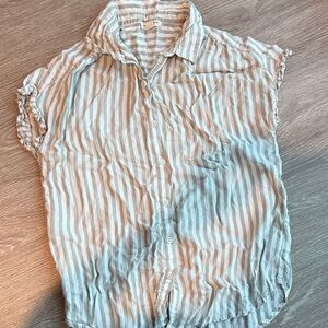 beachlunchlounge Green and White Striped Shirt